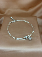 Dual-Strand Silver Bead Anklet