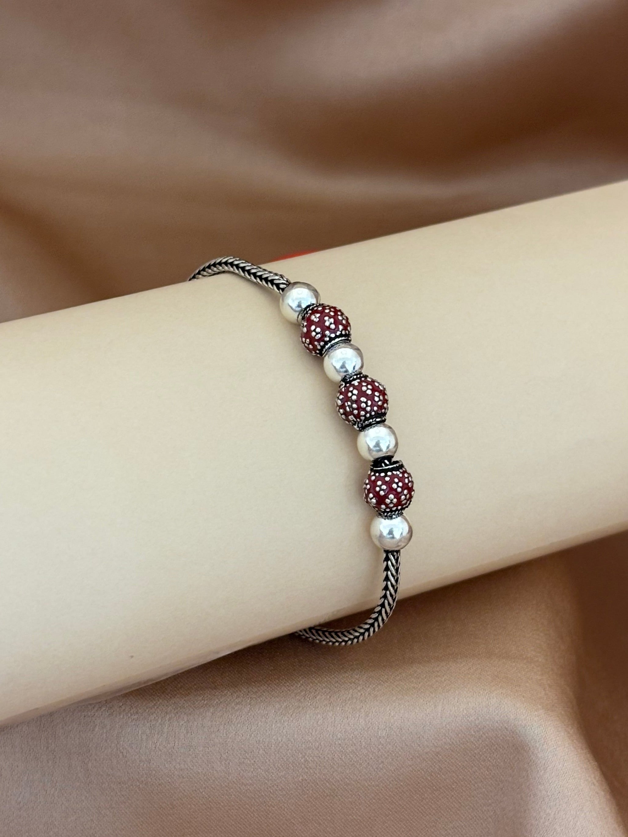 Sparkling Ruby-Red Beaded Bracelet