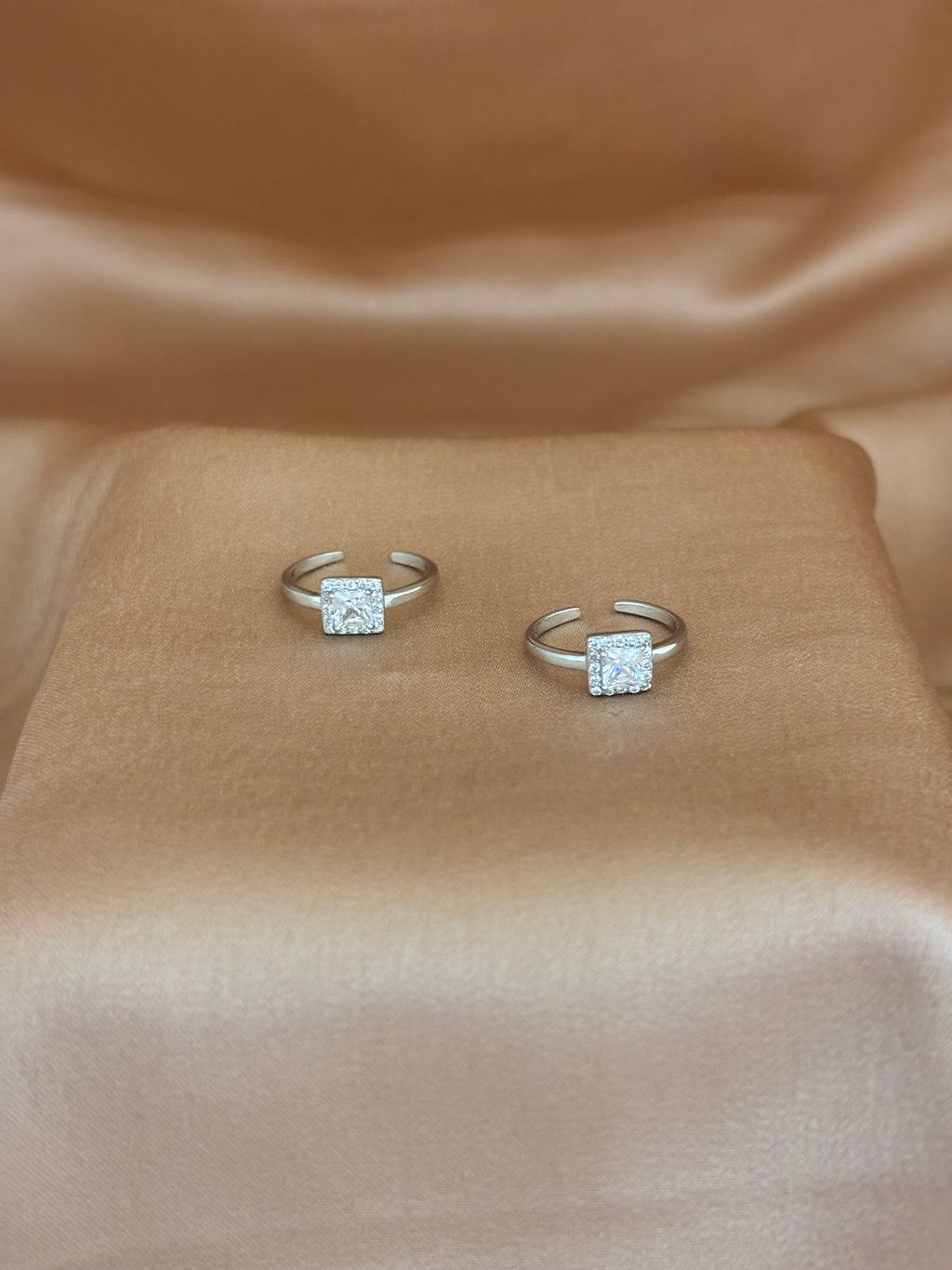 Princess Cut Halo Cubic Zirconia Toe Rings