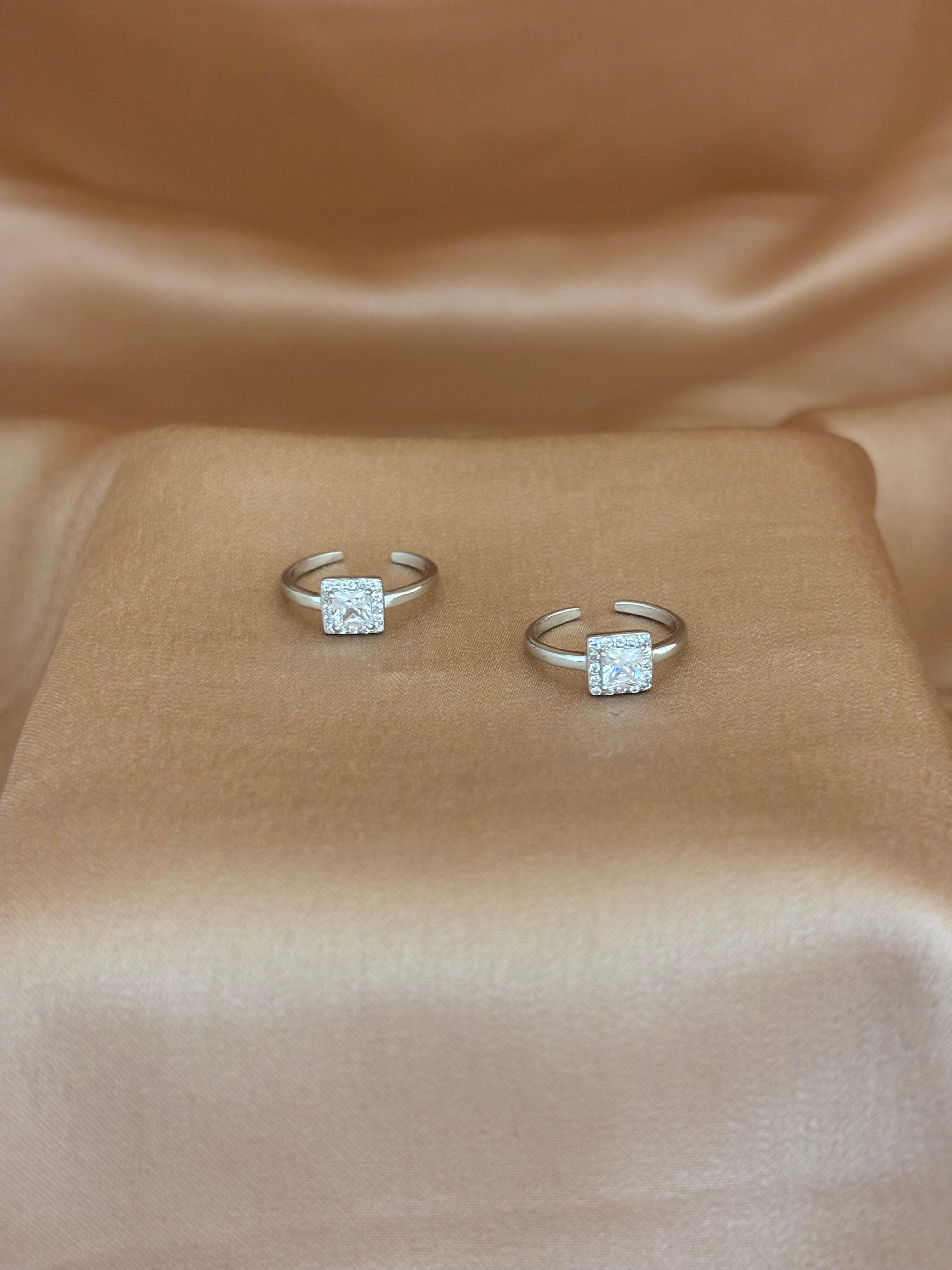 Princess Cut Halo Cubic Zirconia Toe Rings