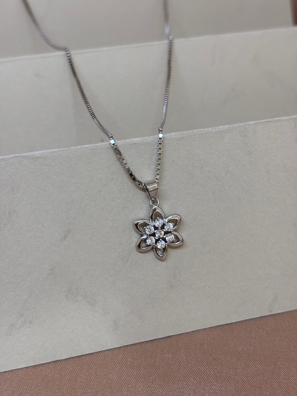 Silver-Toned Floral Crystal Pendant and Stud Earrings Set
