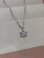 Silver-Toned Floral Crystal Pendant and Stud Earrings Set