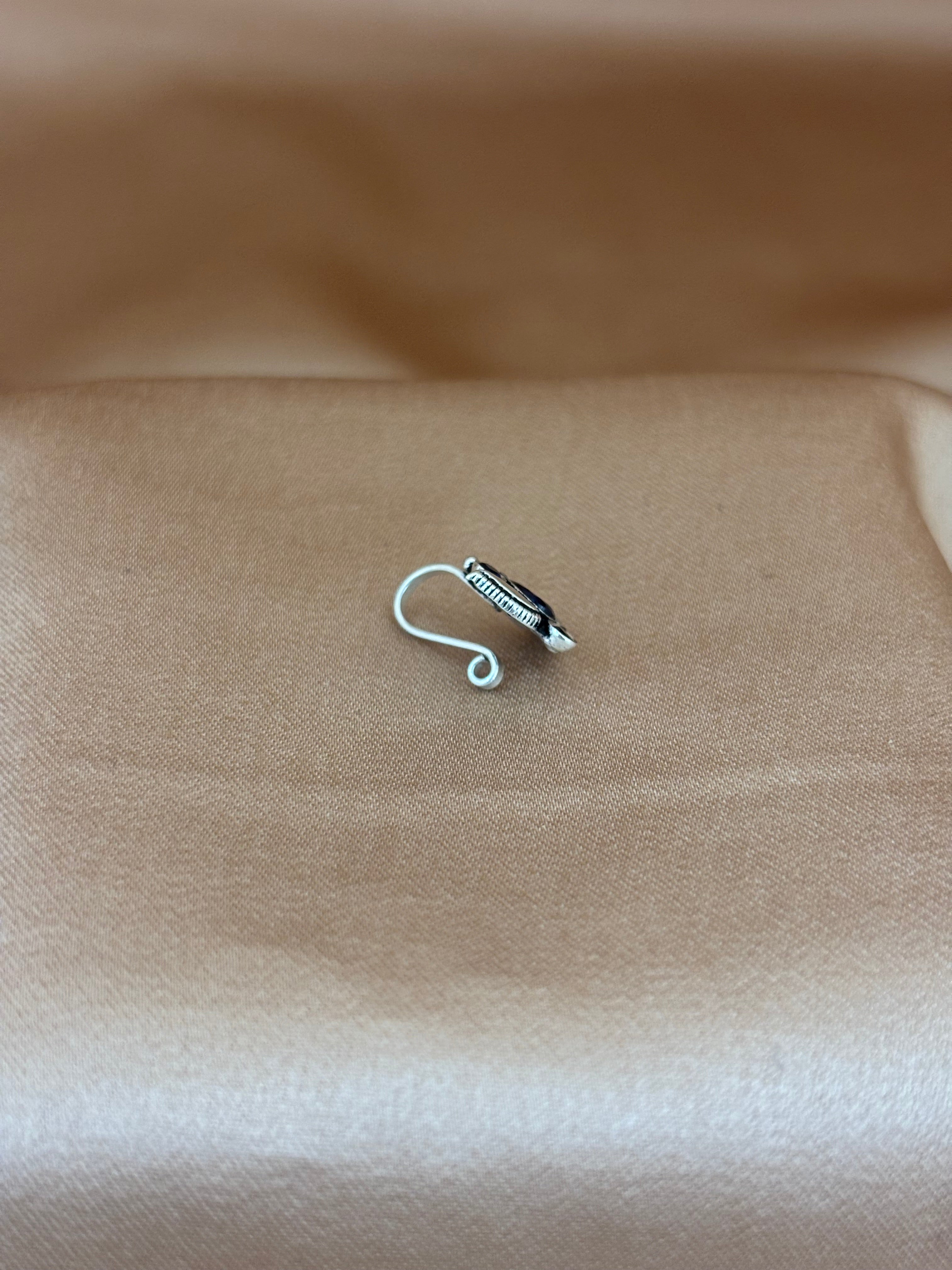 Royal Azure Lotus Silver Nose Pin