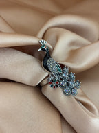 Iridescent Marcasite Peacock Cocktail Ring