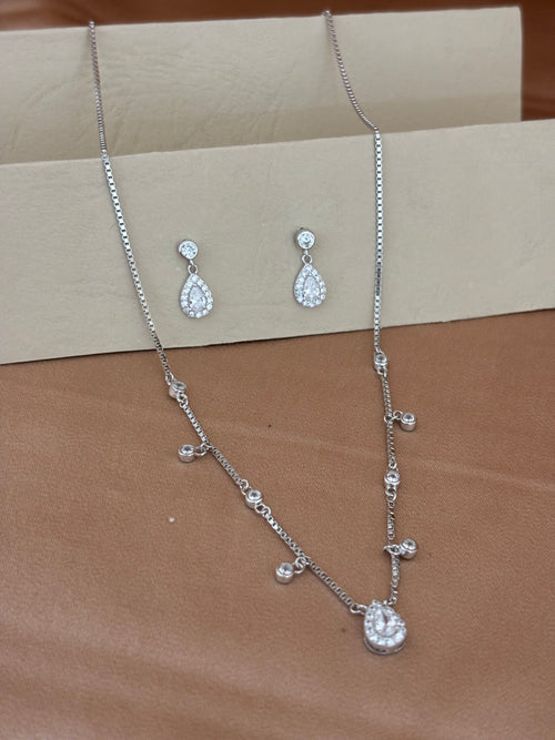 Classic Pear-Cut Halo Drop Necklace & Earring Set