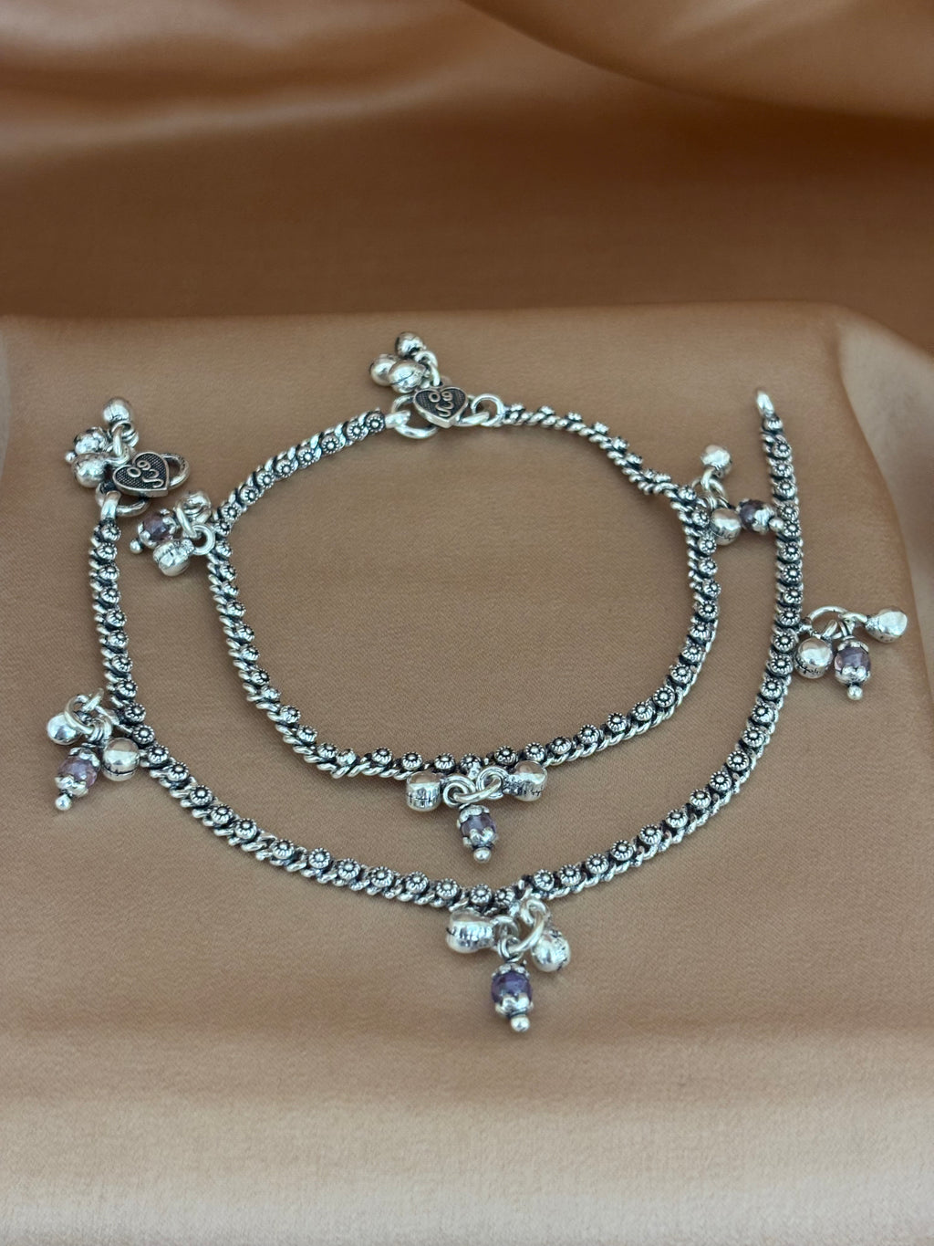 Heirloom Heart Oxidized Silver Payal