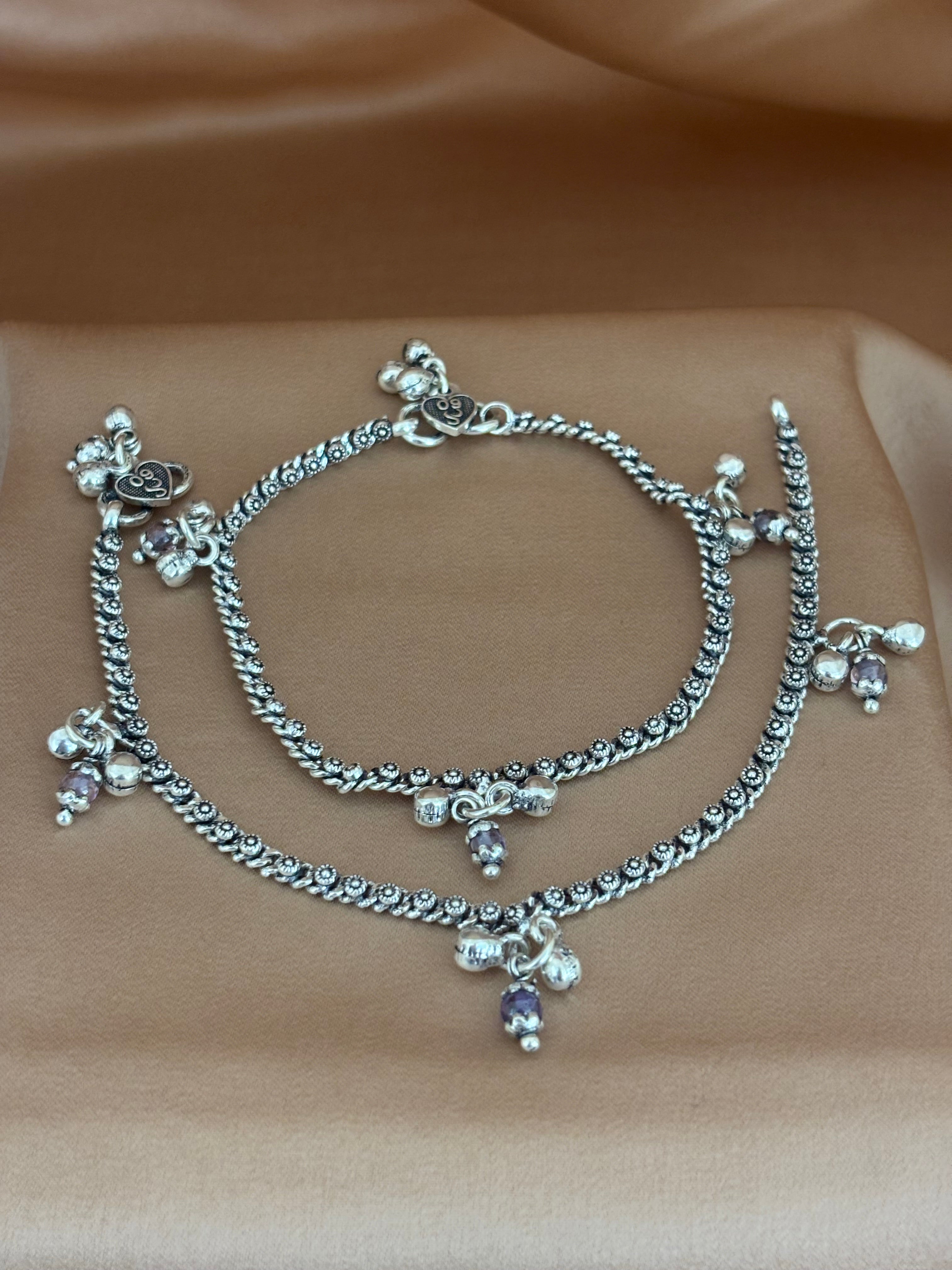 Heirloom Heart Oxidized Silver Payal