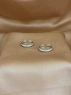 Geometric Grid Textured Silver Toe Rings