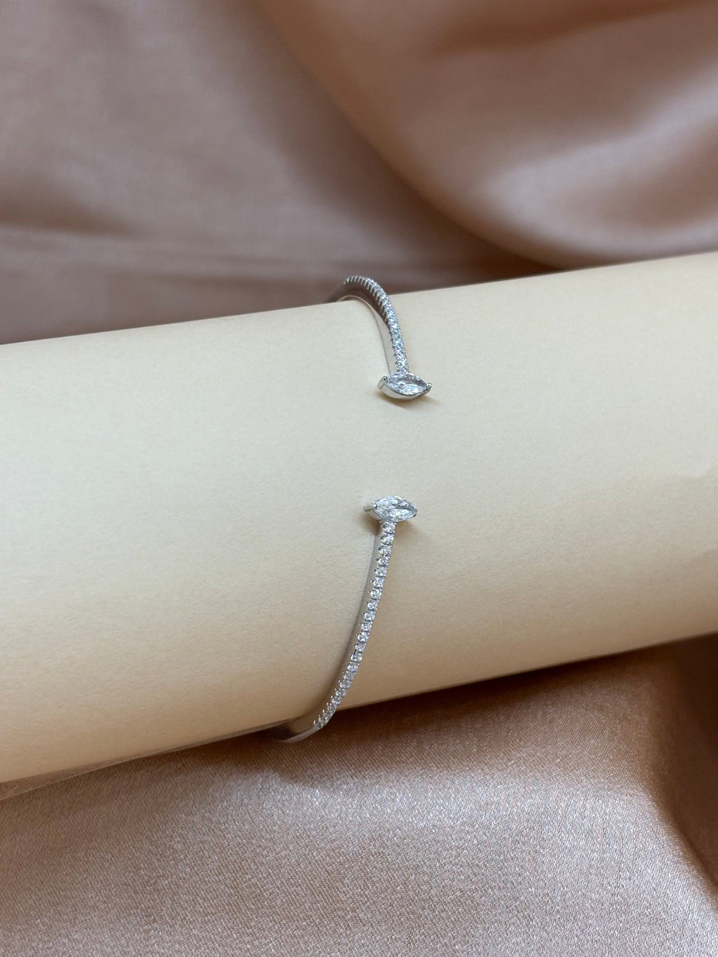The Duo Stone Silver Cuff