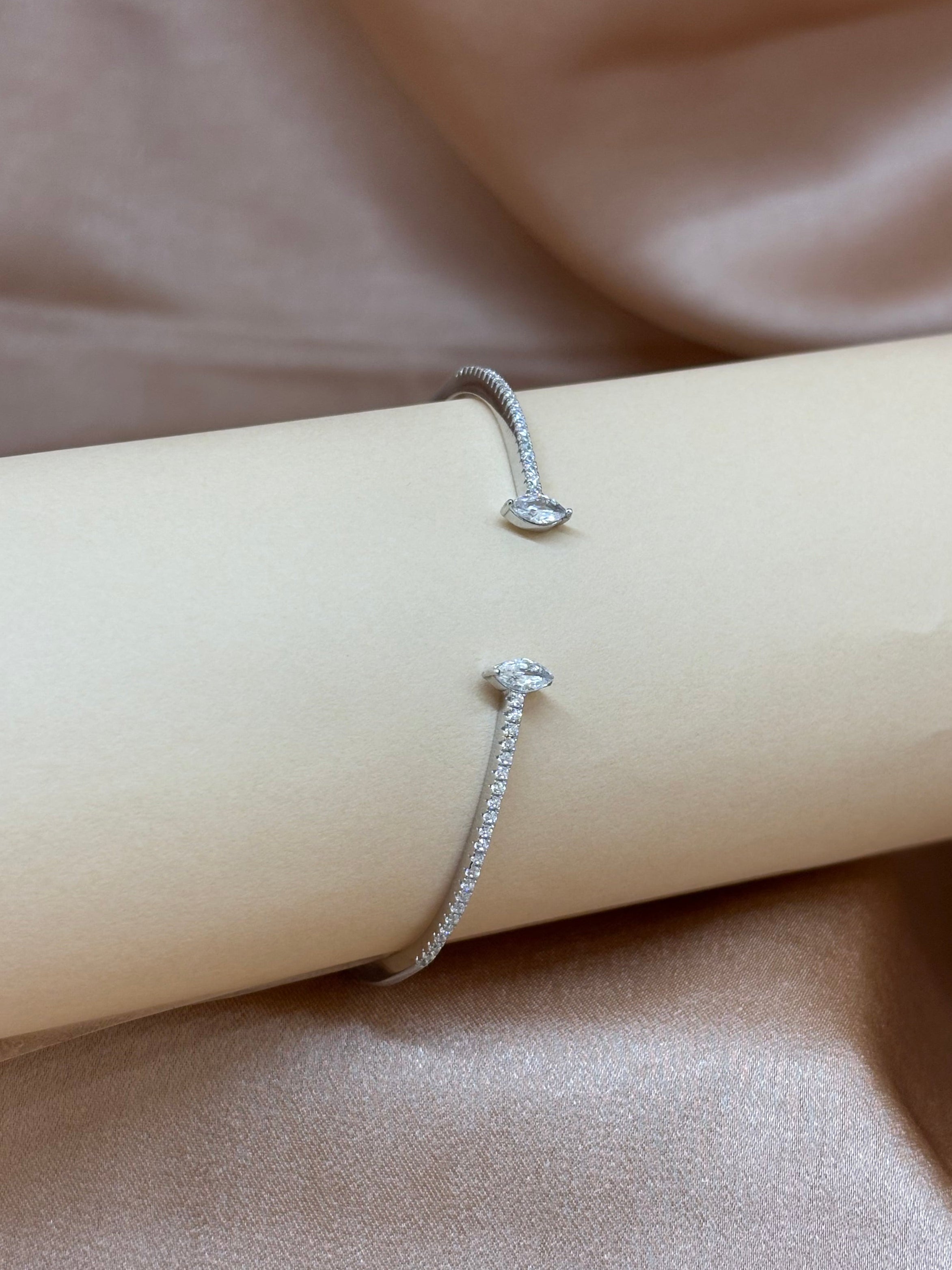 The Duo Stone Silver Cuff