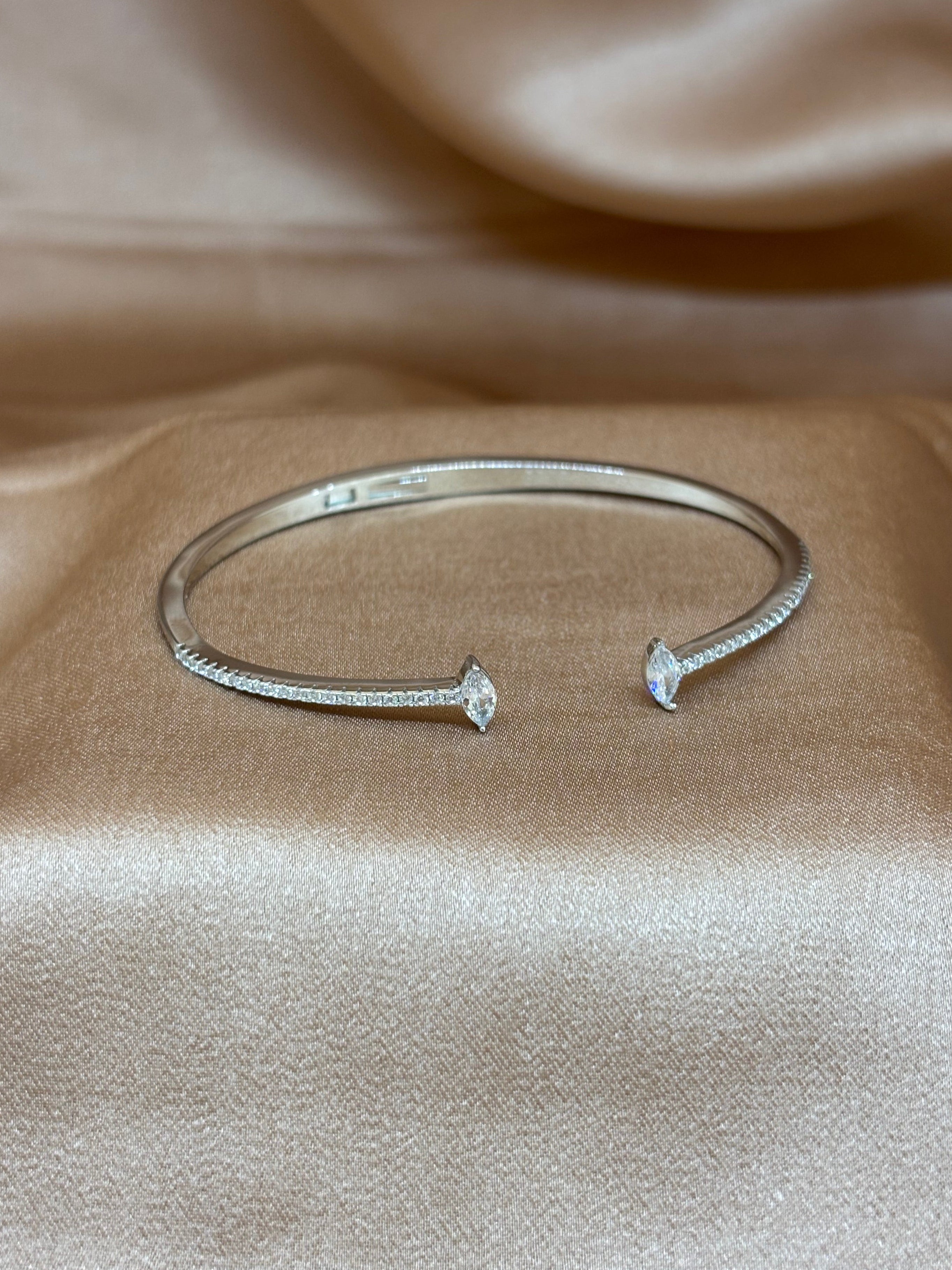 The Duo Stone Silver Cuff