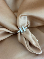 Geometric Mother of Pearl Double "T" Open Ring