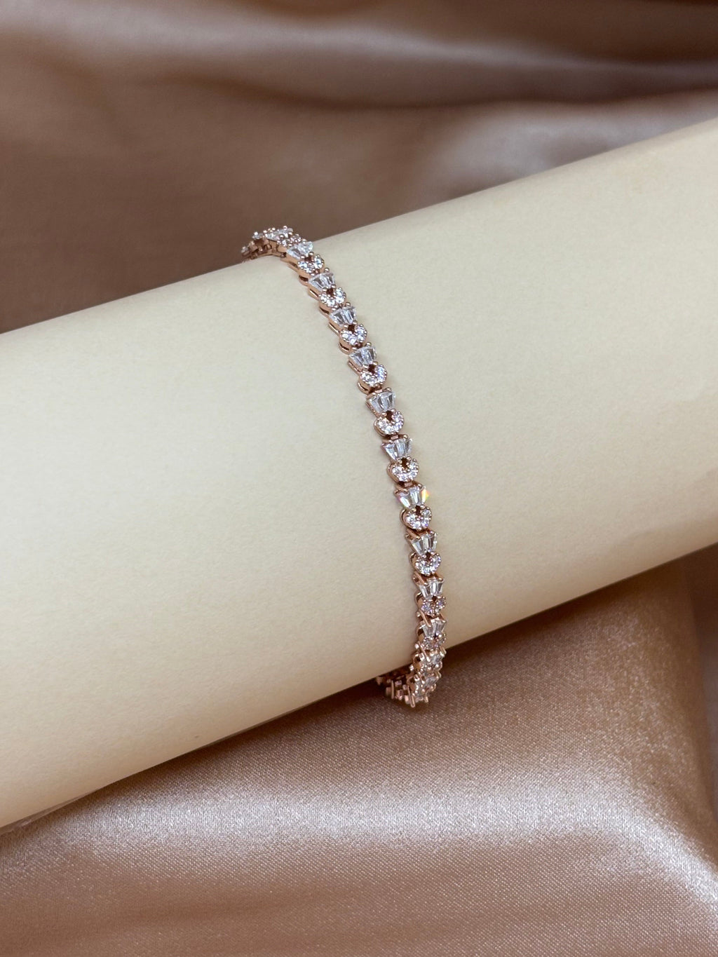 Rose Gold Tapered Baguette Tennis Bracelet
