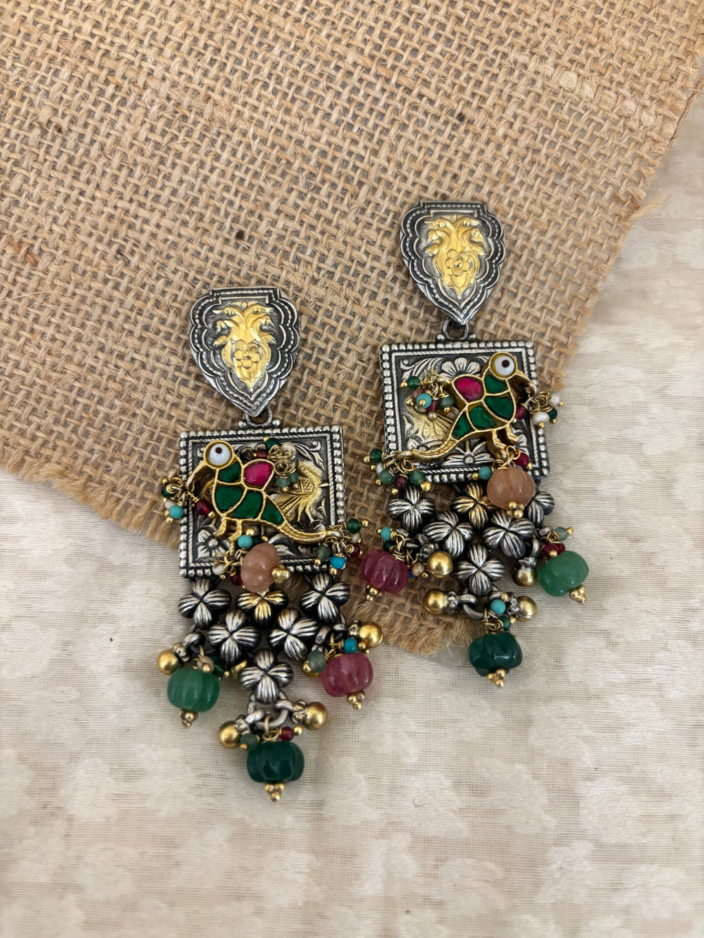 Tribal Parrot Square Drops