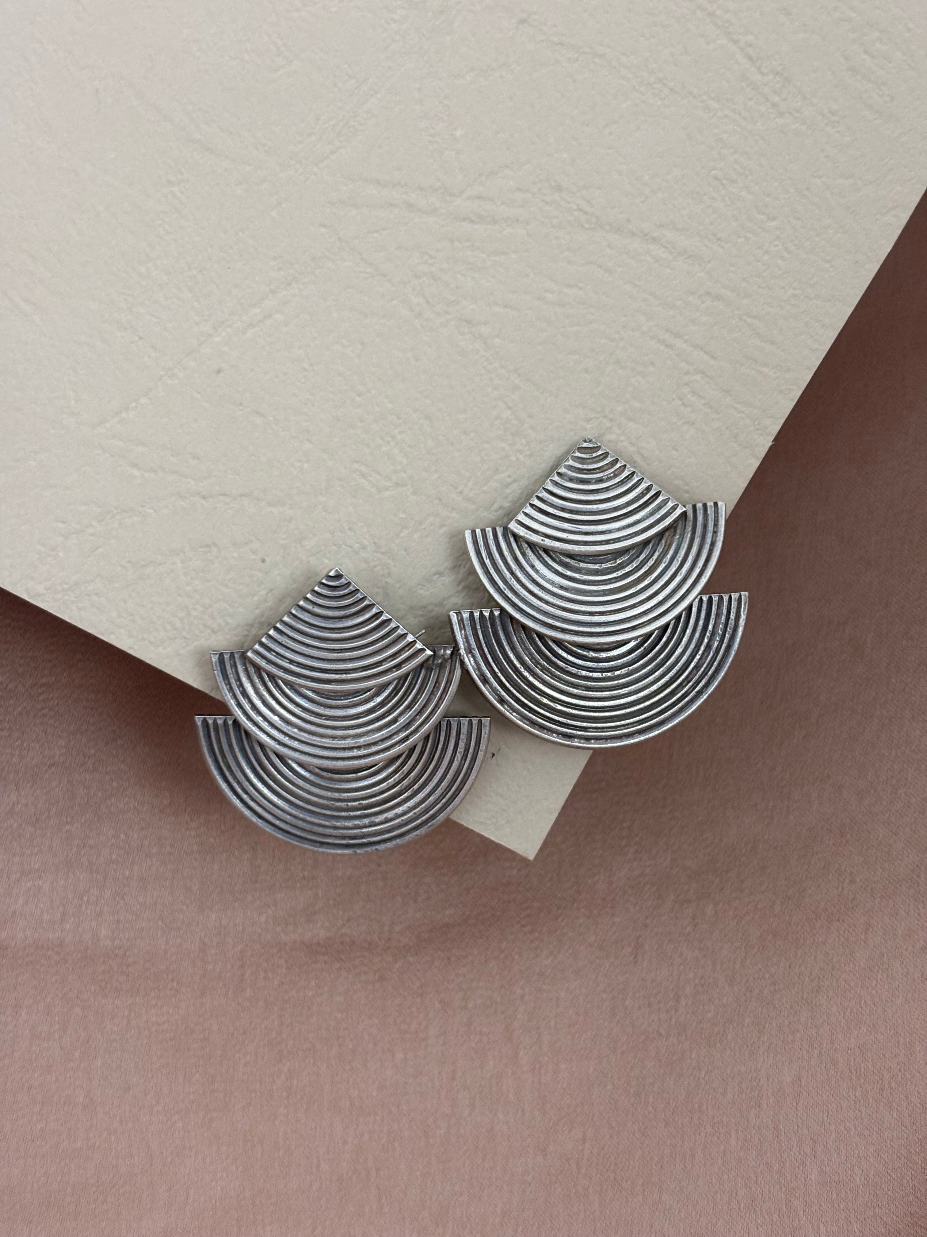 Modern Tiered Half-Circle Earrings