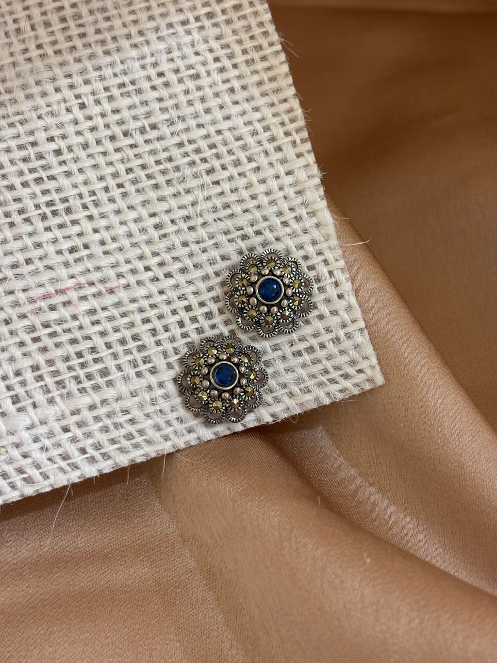 Navy Bloom Stud Earrings