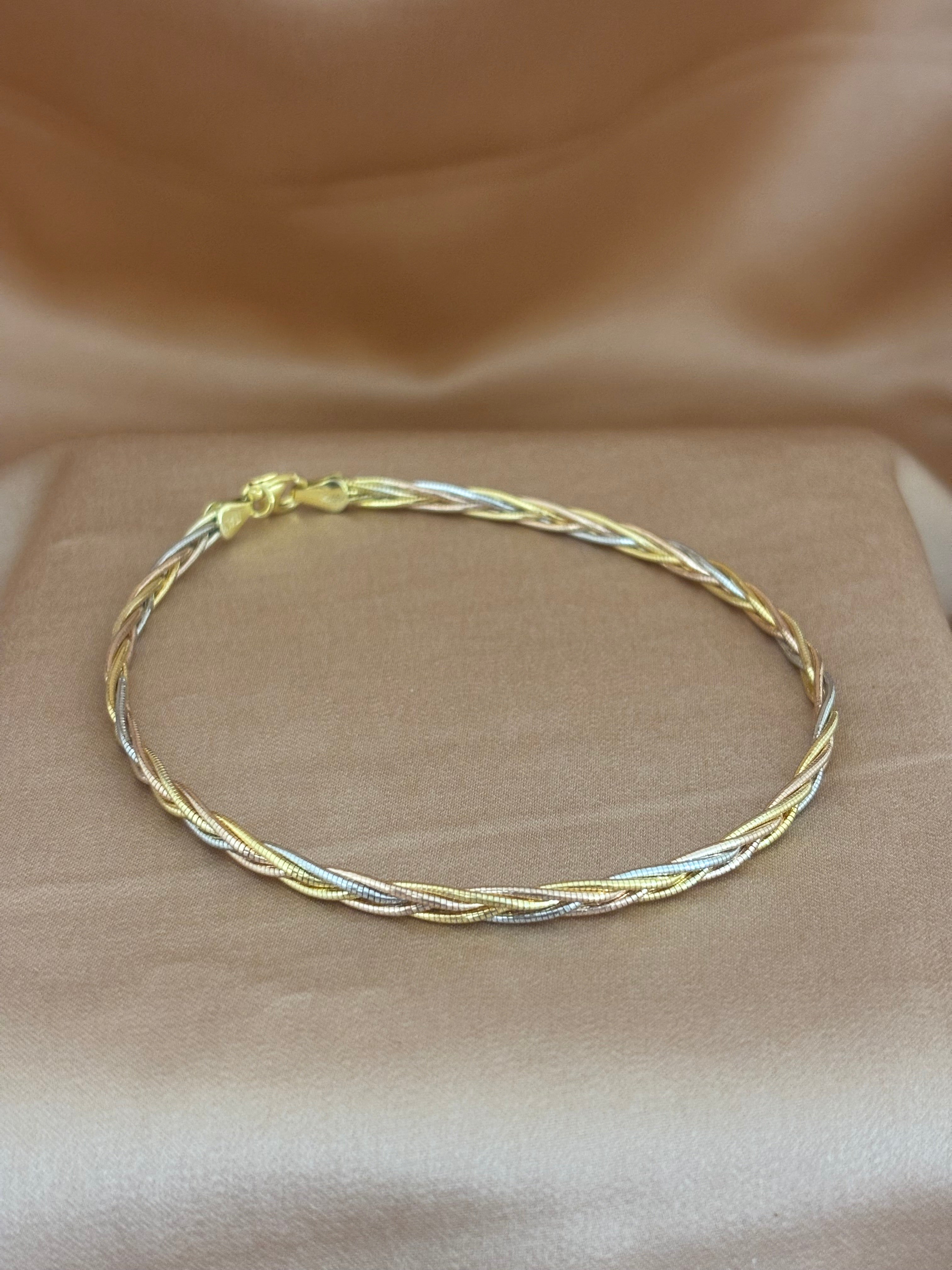 Tri-Tone Braided Serpentine Anklet