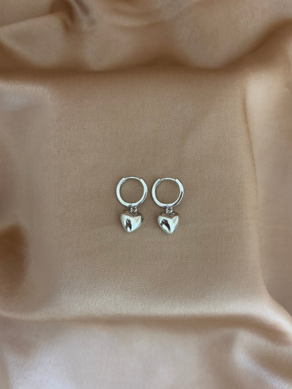 Chunky Heart Dangle Mini Hoops