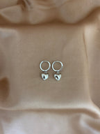 Chunky Heart Dangle Mini Hoops