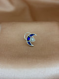 Midnight Azure Crescent Silver Nose Pin