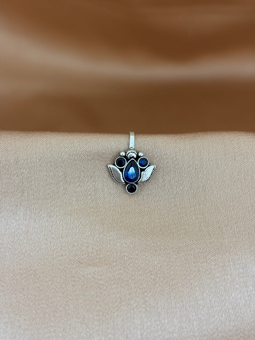 Royal Azure Lotus Silver Nose Pin