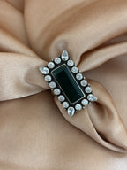 Vintage-Inspired Emerald Green Rectangular Statement Ring