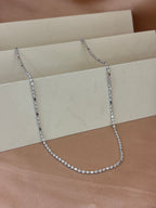 Silver Textured Bead and Bar Chain