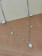 Pear-Cut Halo Droplet Station Necklace Set