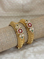 Temple Motif Gold-Plated Silver Kada