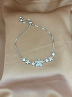 Silver Floral Charm Bracelet