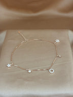 Rose Gold Floral Charm Anklet
