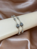 Oxidized Silver Double-Strand Bracelet with Etched Beads