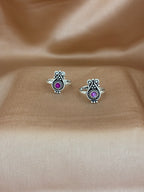 Traditional Paisley Pink Stone Toe Rings
