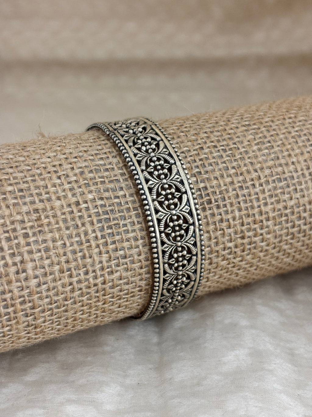 Geometric Lattice Silver Bangle