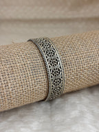 Geometric Lattice Silver Bangle
