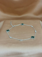 Malachite Clover & Crystal Anklet