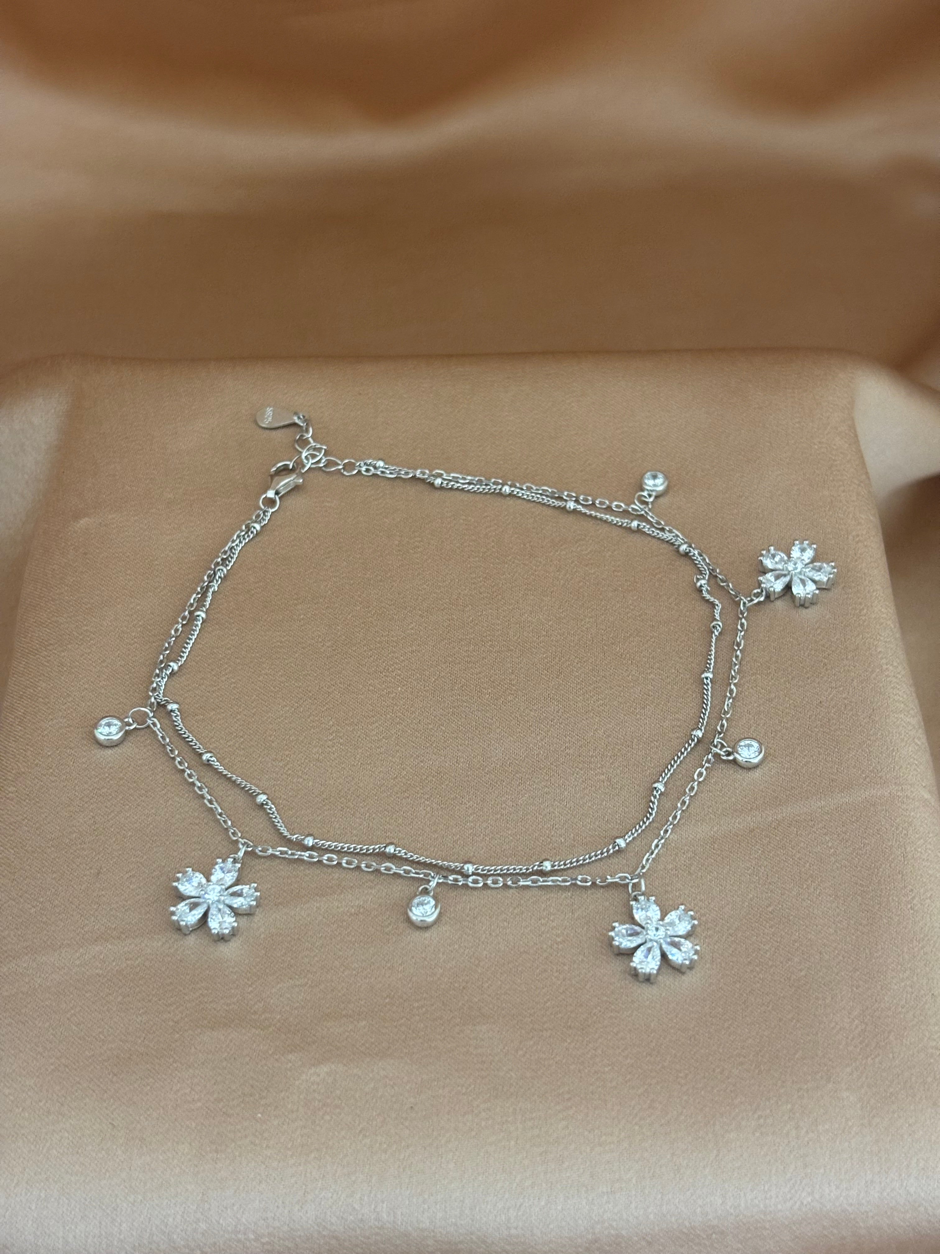 Celestial Bloom Double-Layer Anklet