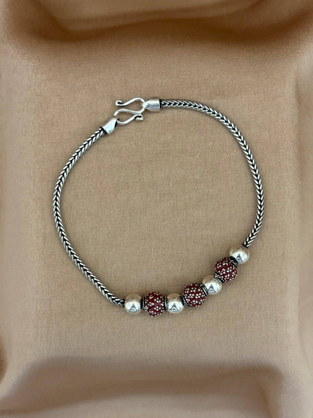 Sparkling Ruby-Red Beaded Bracelet