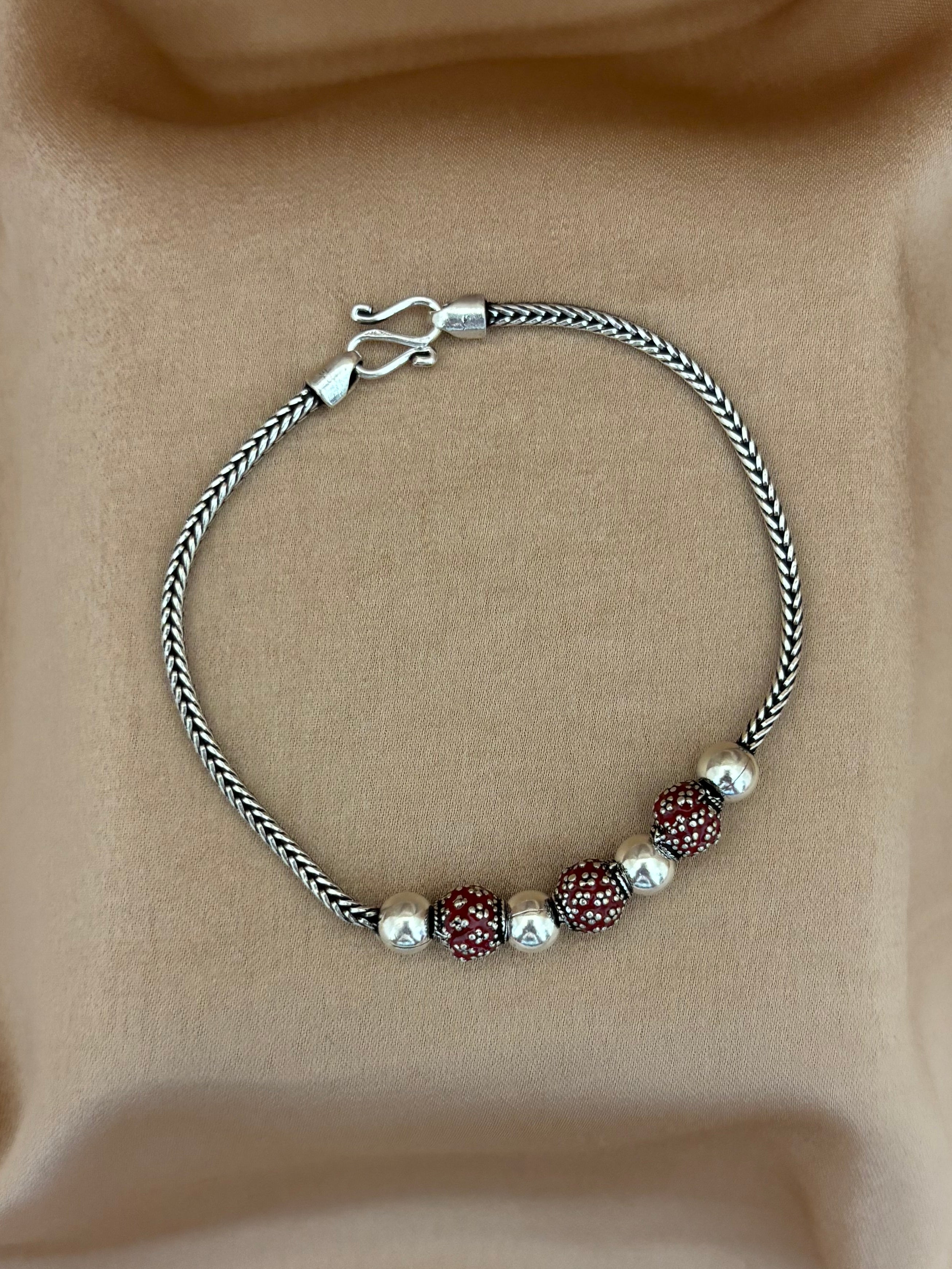Sparkling Ruby-Red Beaded Bracelet