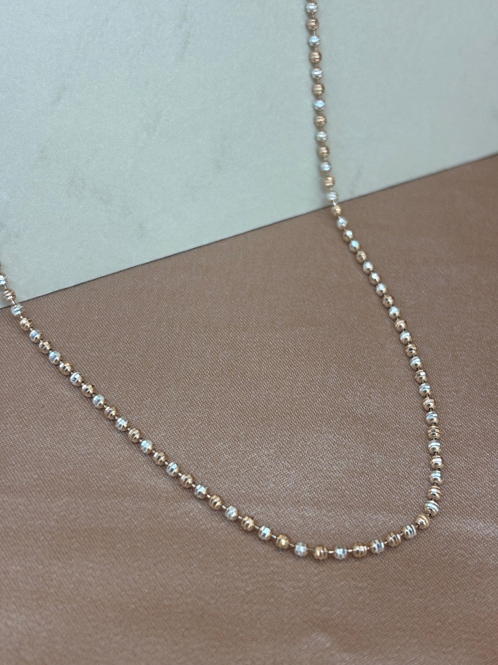 Rose Gold and Silver Textured Moon-Cut Bead Chain