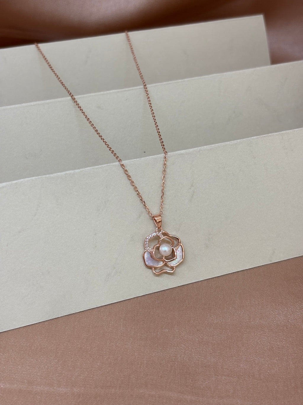 Rose Pearl Camellia Necklace