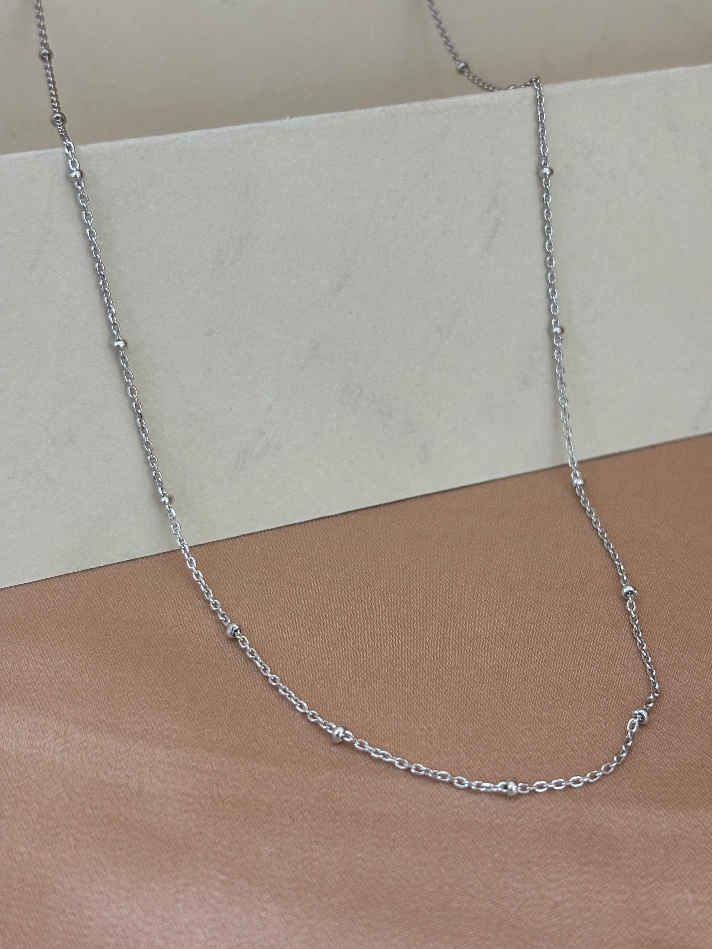Minimalist Silver Station Bead Cable Chain