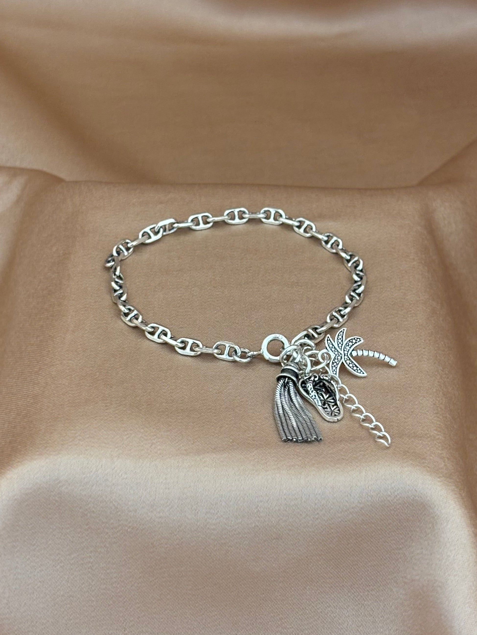 Tropical Charm Silver Link Bracelet