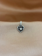 Vintage Heart Oxidized Silver Nose Pin