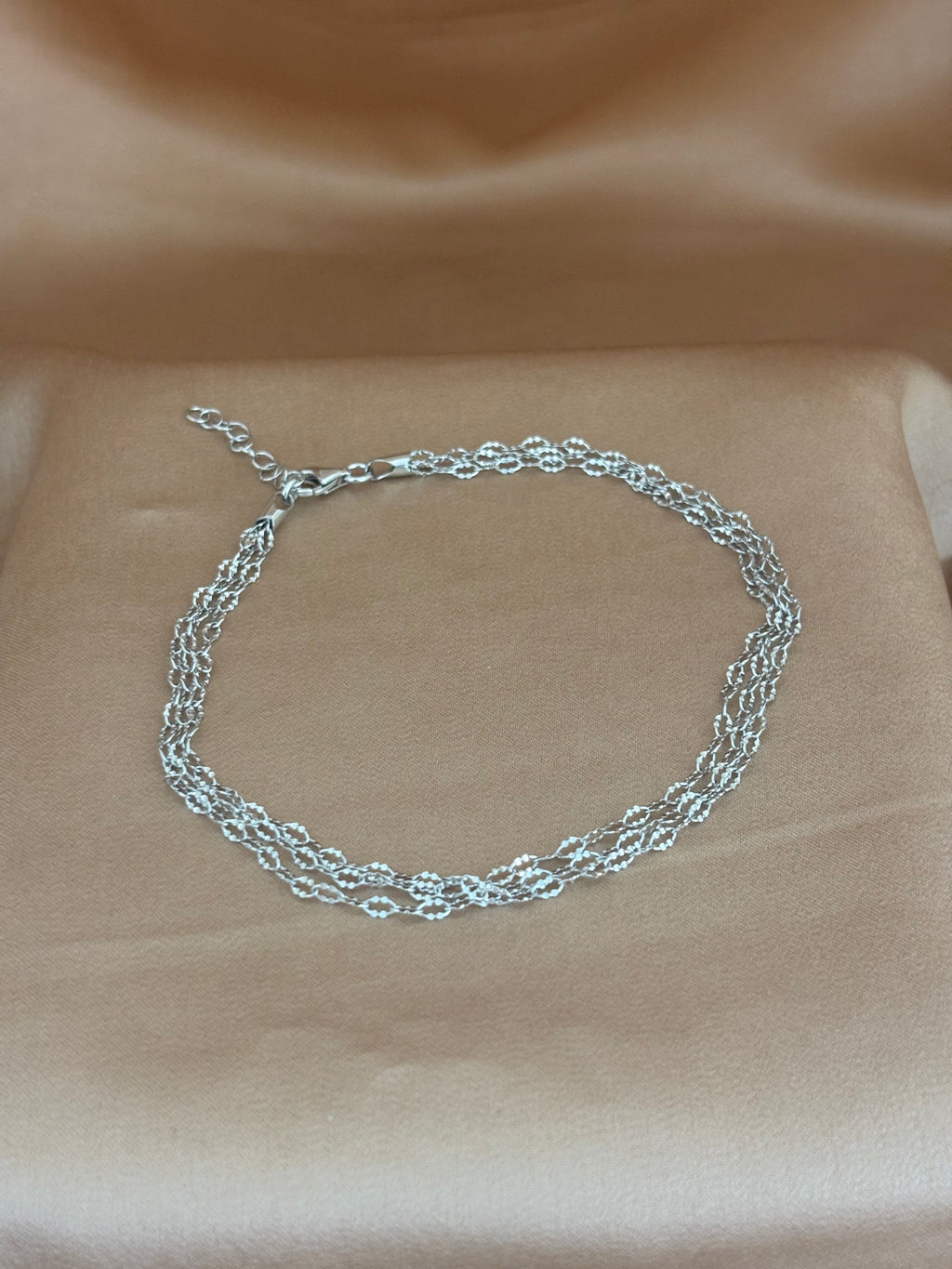 Multi-Strand Etched Silver Link Anklet