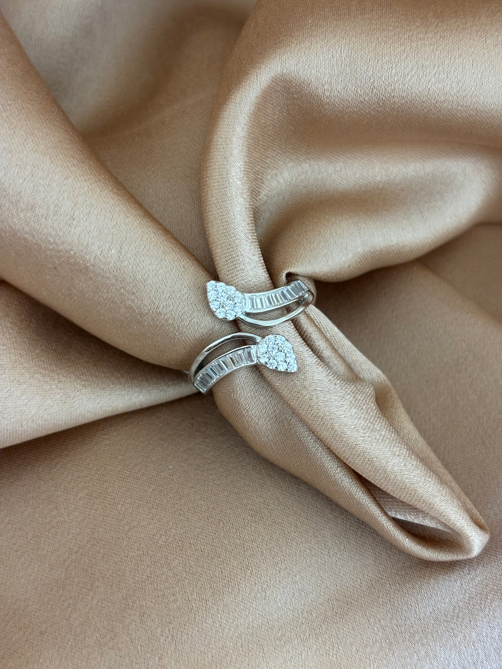 Contemporary Pear and Baguette Bypass Ring