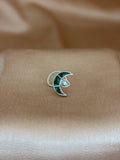 Forest Emerald Crescent Silver Nose Pin