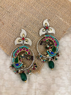 Circular Peacock Enamel Danglers