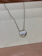 Sterling Silver Dual Blossom Circle Pendant Necklace