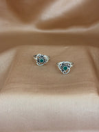 Floral Swirl Green Stone Toe Rings